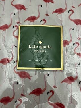 NWT Kate Spade Pink Flamingo Placemat Set (4) 100% Cotton Machine Washable